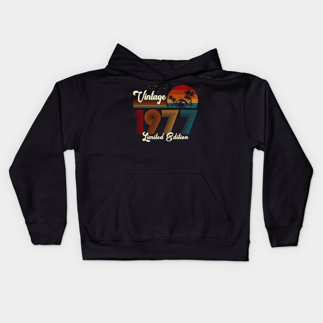 Vintage 1977 Shirt Limited Edition 43rd Birthday Gift Kids Hoodie by Damsin